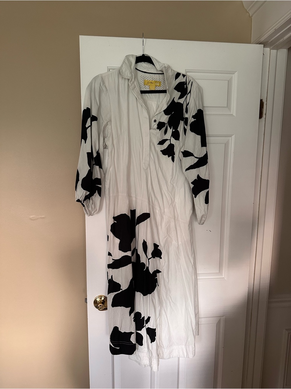 Maeve White and Black Floral Midi Dress GUC